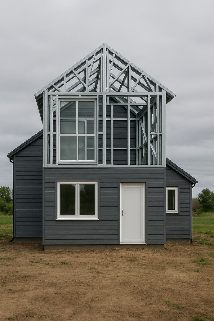 Structure acier pour extension moderne en ossature métallique